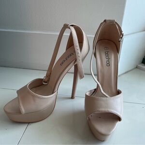Boohoo Soft Pink / Nude BooHoo platform stilettos
